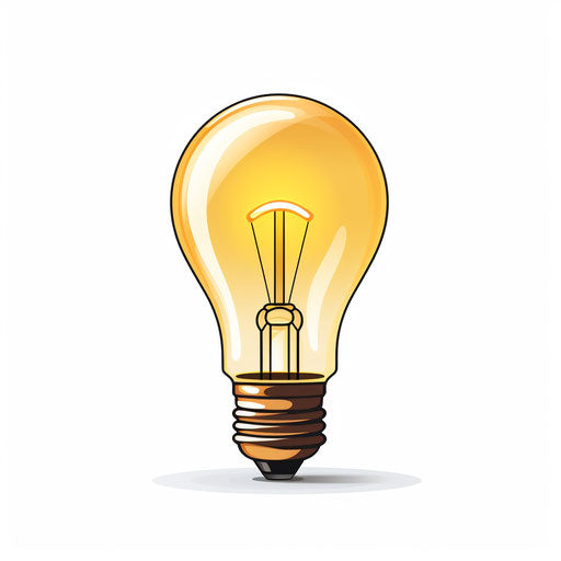 Lightbulb illustration in the minimalist style, on white background