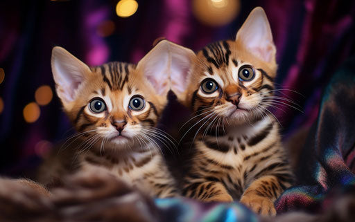 Bengal kittens with staring eyes