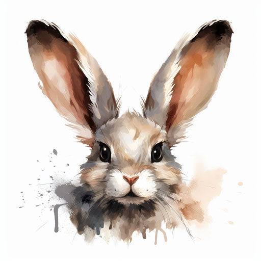 Bunny ears in Oil painting style on white background