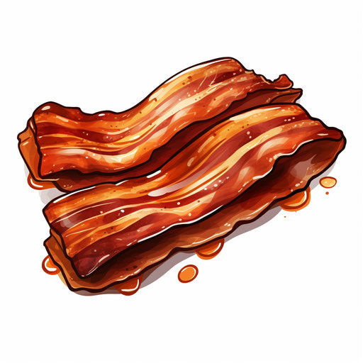 Bacon clipart in the style of Chiaroscuro Art, on white background