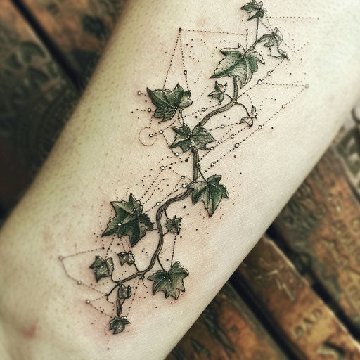 Elegant tattoo sketch with Taurus constellation and climbing ivy