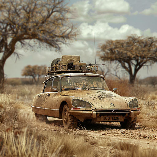 Citroen DS 20 safari adventure in wild savannah