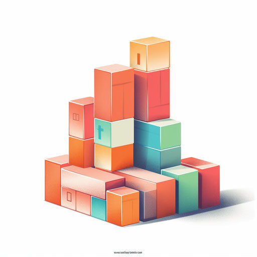 Minimalist style clipart blocks, on white background