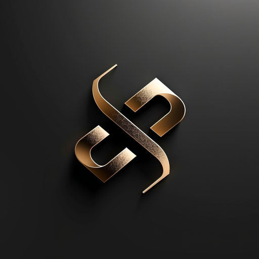 Luxury logo with sophisticated design, metallic gold and black on dark background