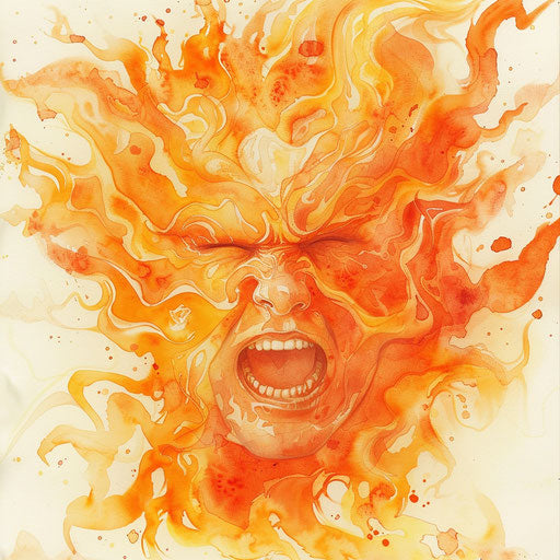 Angry emotion with flames, light red and light orange style