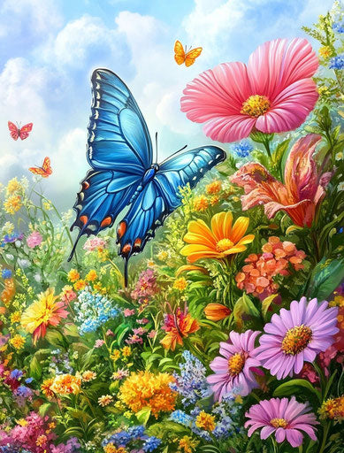 Colorful flowers, lace hearts, and butterflies, 3D diamond painting 29:38
