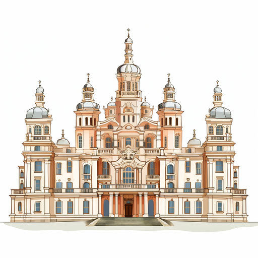 Palace clipart in minimalist style, on white background