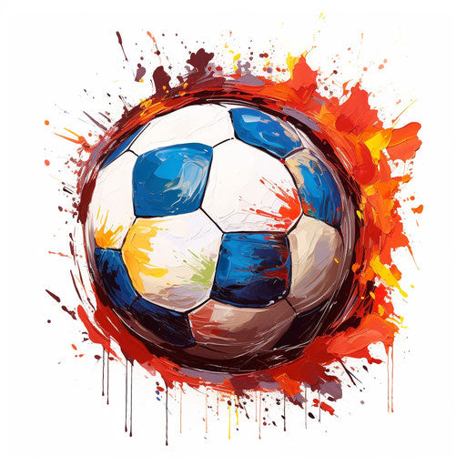 Soccer ball clipart in the style of Oil painting, on a white background