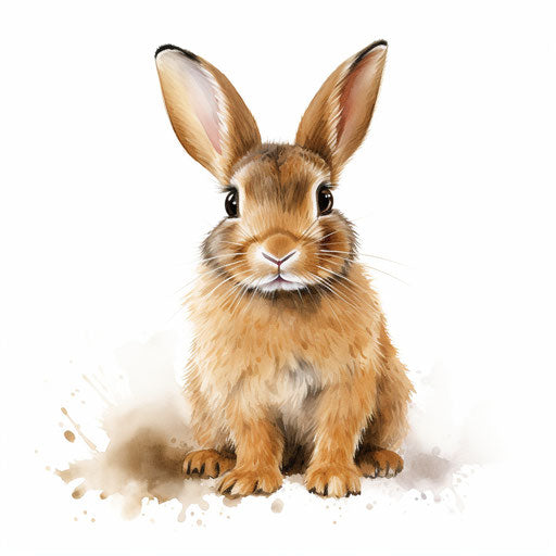 Cartoon rabbit in oil painting style on white background