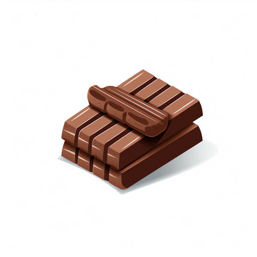 Chocolate bar illustration in minimalist style, on white background