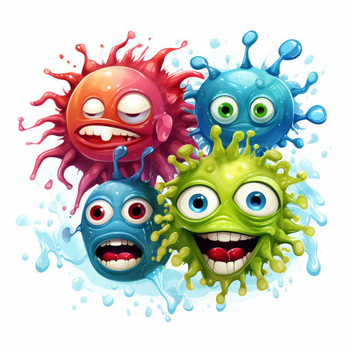 Microbes clipart in Oil painting style, on white background