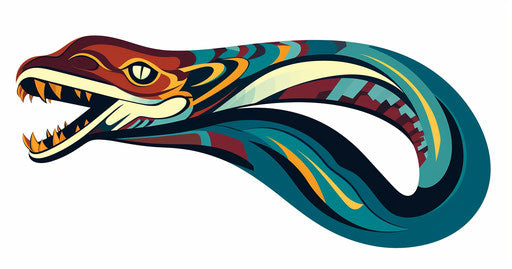 Abstract snake head with colorful design