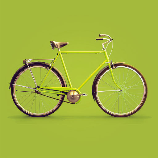 Cycle clipart in a photorealistic style on a flat chartreuse background