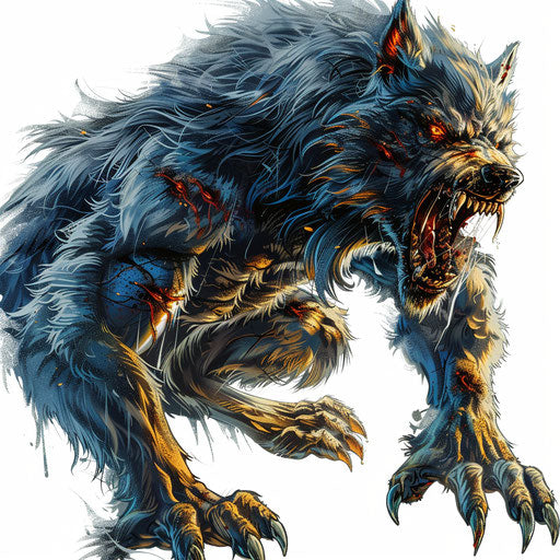 Werewolf clipart in photo realistic style on white background