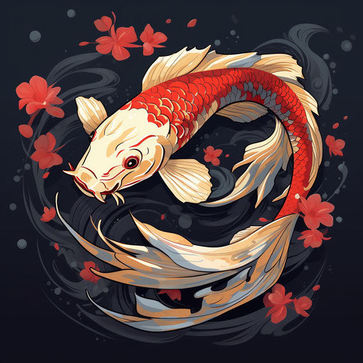 Realistic koi fish with surrealistic elements