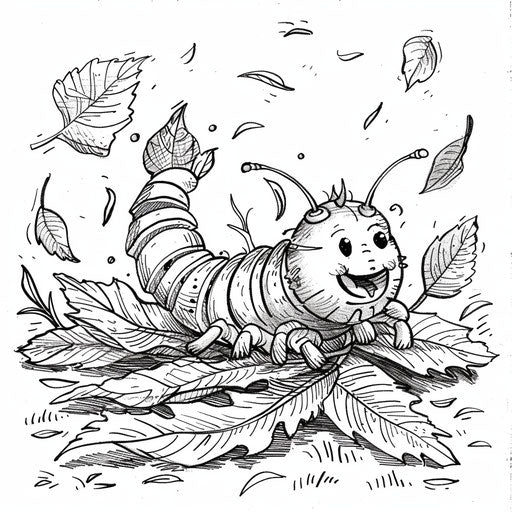 Leaf race with a playful caterpillar