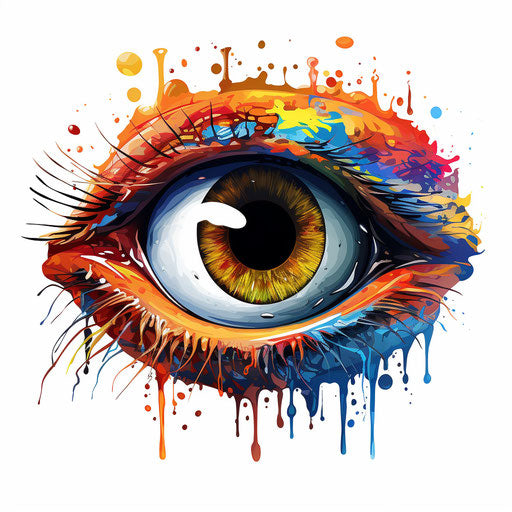 eye clipart in the style of oil painting on white background