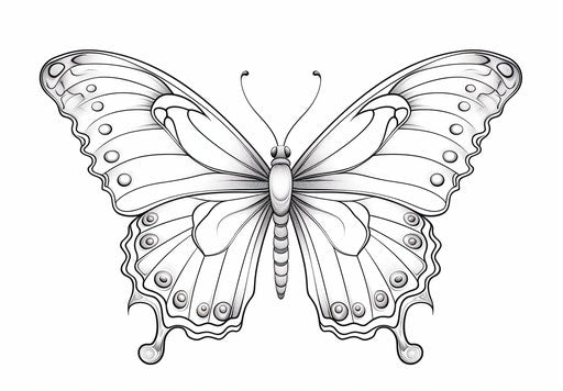 Butterfly coloring page for children, Ivory style, high quality