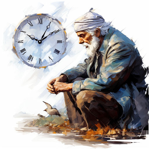 Patience depicted in Oil painting style on white background