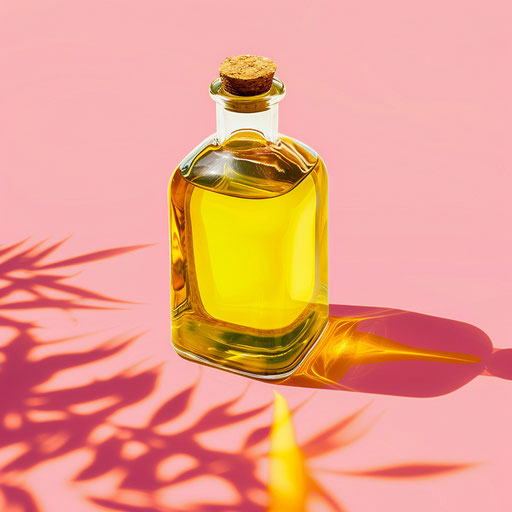 Realistic oil painting on flat, vibrant coral backdrop