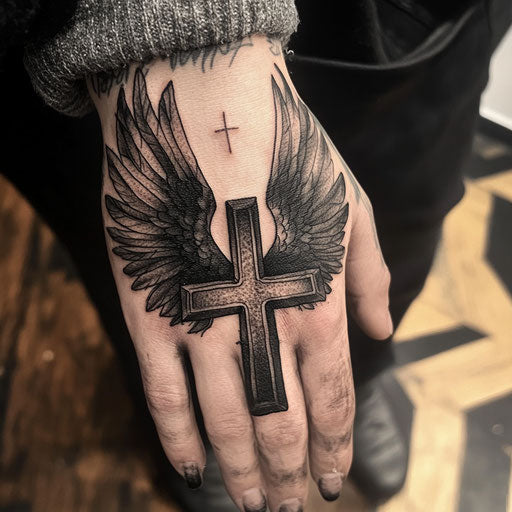 Innovative Cross Tattoo On Hand Tattoo Layouts