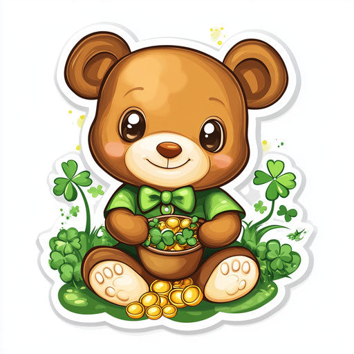 Green St. Patrick's Day Teddy Bear with gold and shamrocks