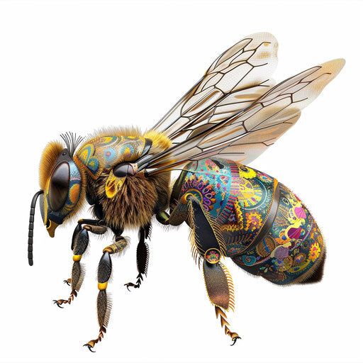 Realistic honey bee clipart on flat white background