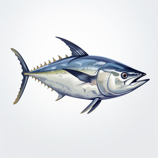 Tuna drawing in Oil painting style on white backdrop
