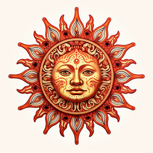 Sun face coloring page in occultism inspired style, light maroon, vintage imagery, tattoo, 3840x2160, inspired by folklore, sublime