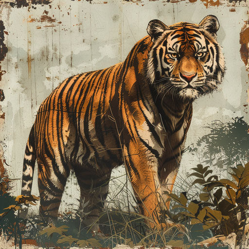Vintage illustration of a wild tiger