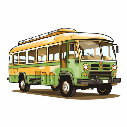 Jeepney clipart in the Minimalist style, on white background