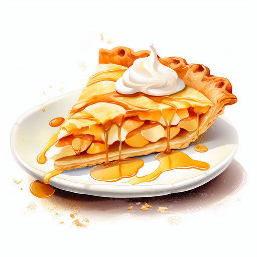 Apple pie clipart in the style of Oil painting, on a white background