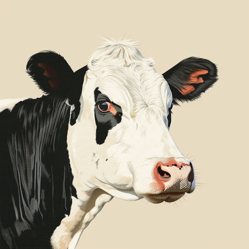Cow in muted tones on flat cream background
