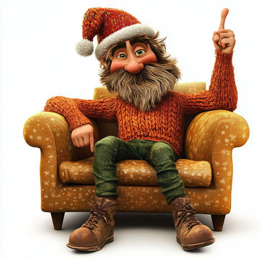 Humorous caricature of a Christmas hat with human characteristics