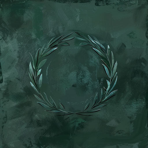 Sophisticated painting logo with laurel wreath and dark green background