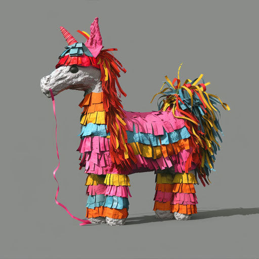 Realistic pinata clipart on flat slate grey background