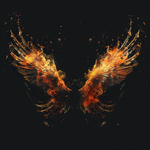 Realistic fire illustration with detailed wings