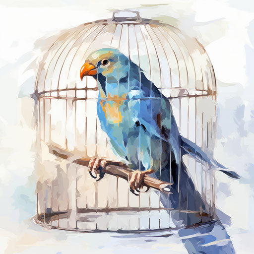 Cage illustration in the style of Oil painting, on white background