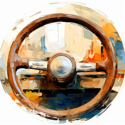 Steering wheel illustration in Oil painting style