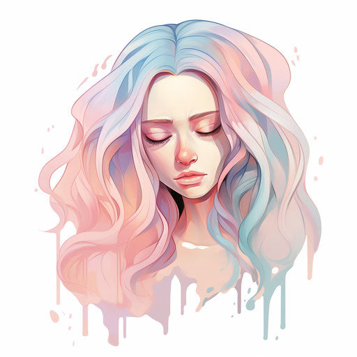 Sad clipart in the style of Pastel Colors Art, on white background