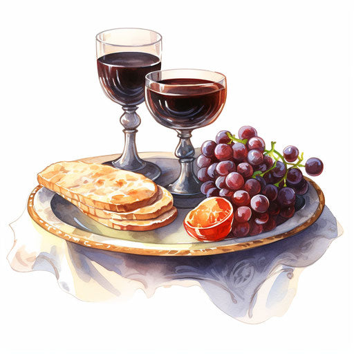 Communion clipart in the style of Chiaroscuro Art, on a white background