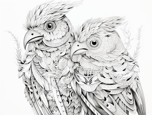 Free printable bird coloring pages with intricate embellishments