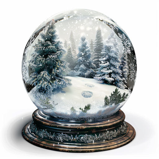 Realistic snow globe clipart with soft lighting and detailed textures