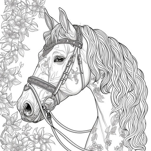 Horse with braided mane and decorative tack