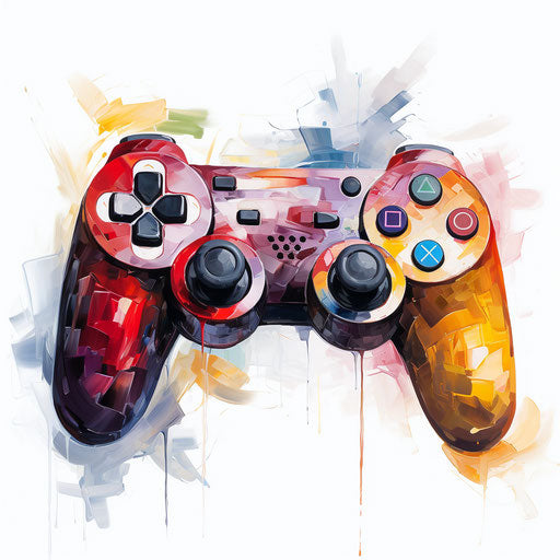 Video game controller in oil painting style