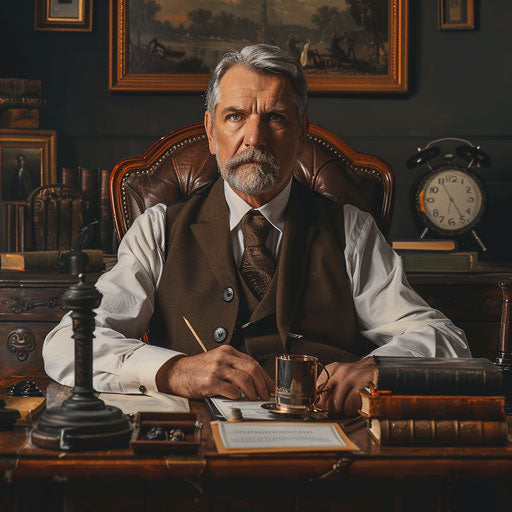 Businessman in a historical setting, reflecting a longstanding business