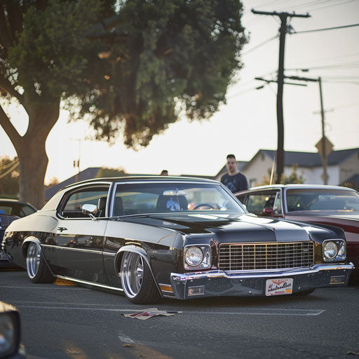 Sleek and low, a 1976 Malibu Classic with air suspension