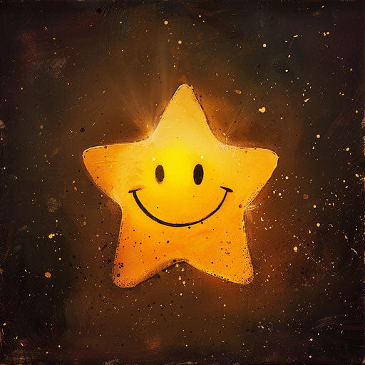 Emoji star, smiling face, youthful energy