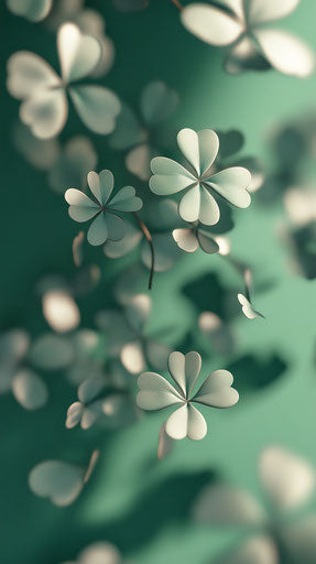 Shamrocks, Saint Patrick's Day, green background, 3D