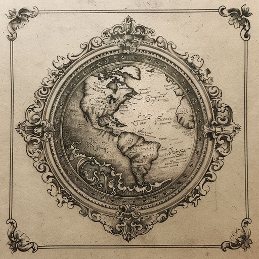 Medieval manuscript style flat tattoo sketch of Earth